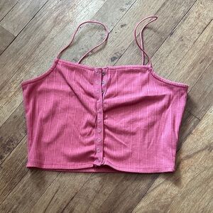 Forever 21 Pink Cropped Button-Front Camisole - M